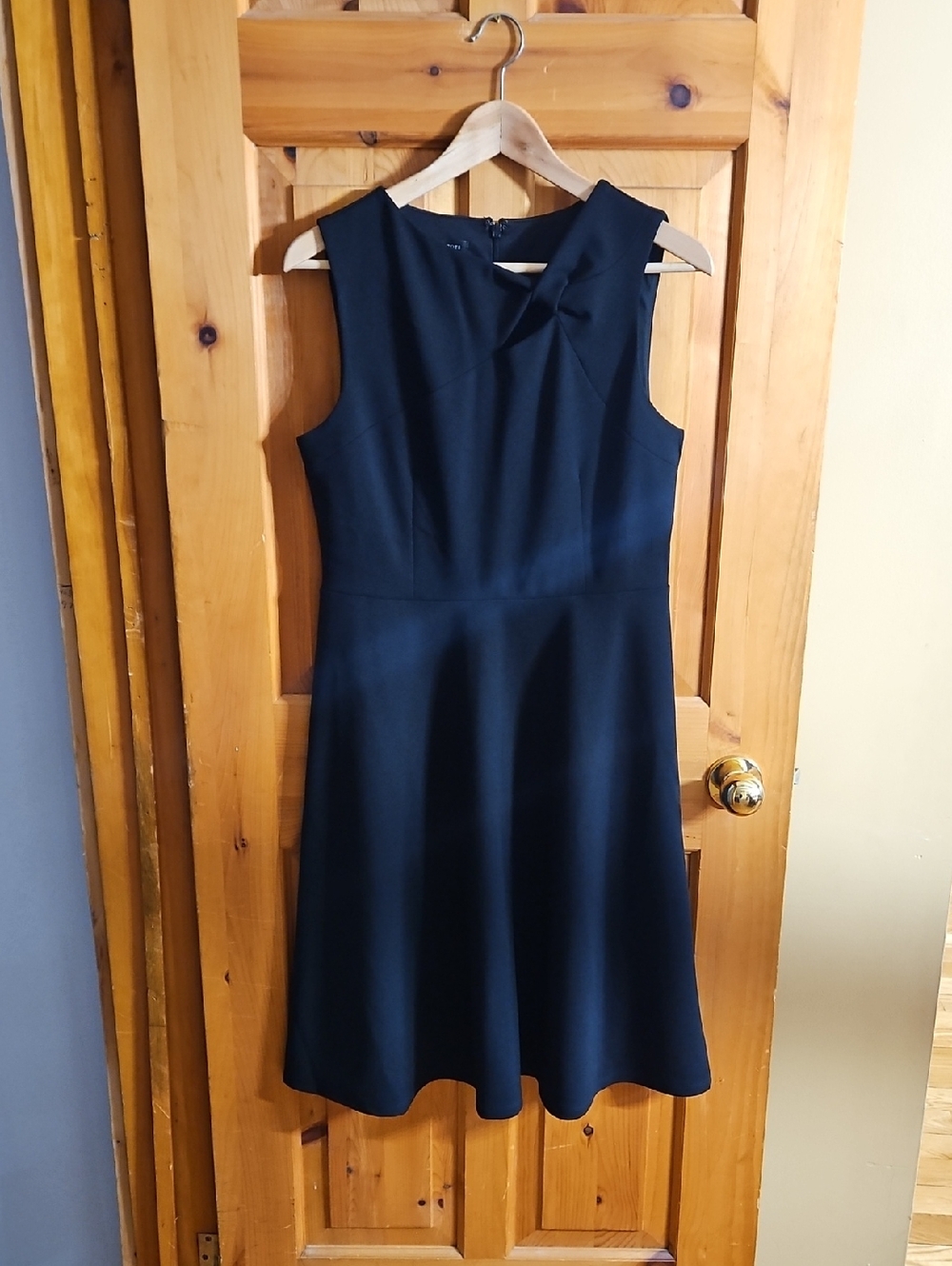 Talbots Black Sleeveless Fit-and-Flare Midi Dress